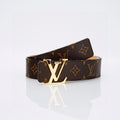 Louis Vuitton Monogram Belt with Gold Buckle