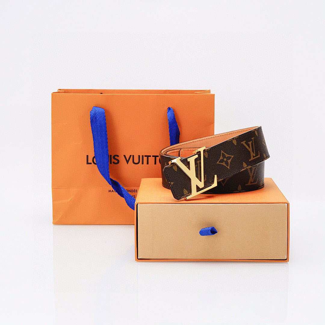 Louis Vuitton Monogram Belt with Gold Buckle