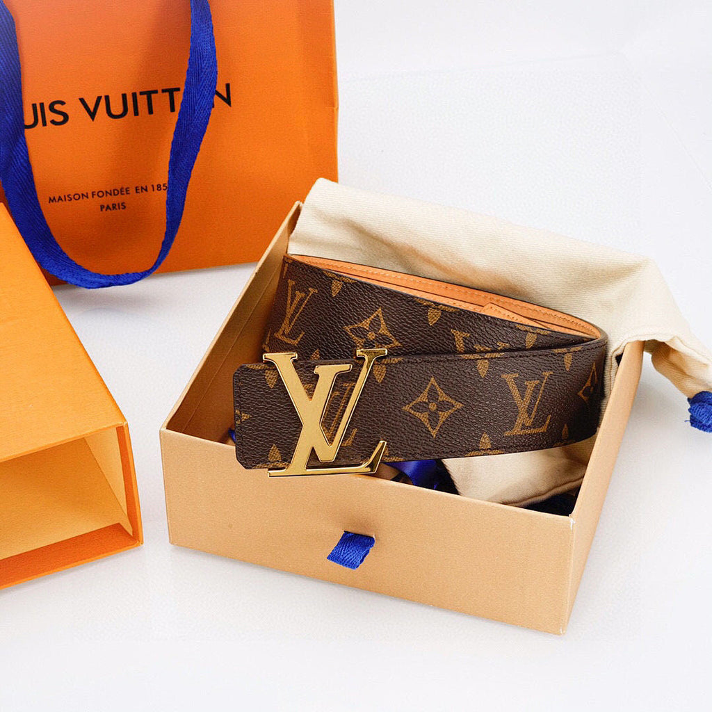 Louis Vuitton Monogram Belt with Gold Buckle