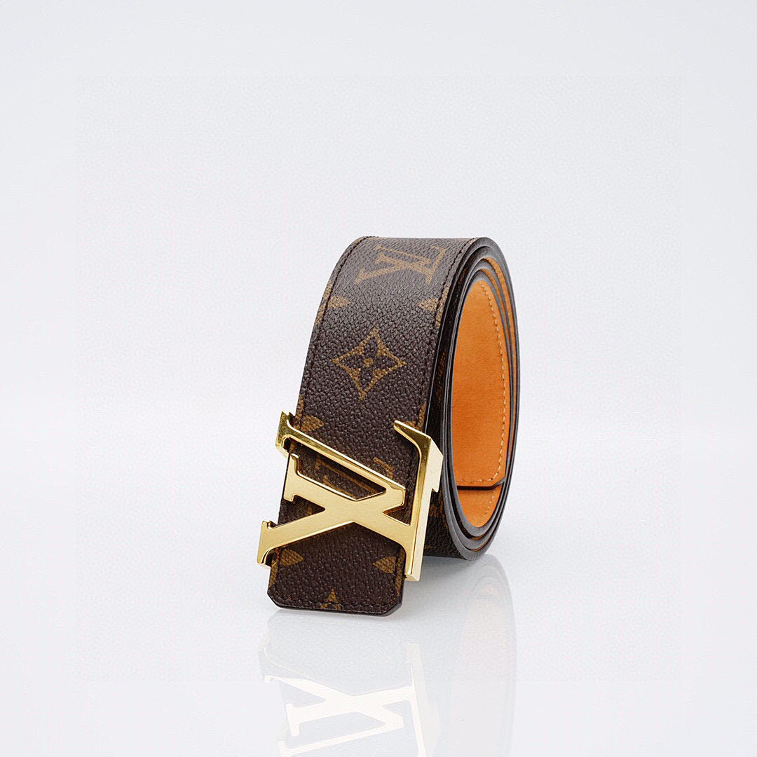 Louis Vuitton Monogram Belt with Gold Buckle